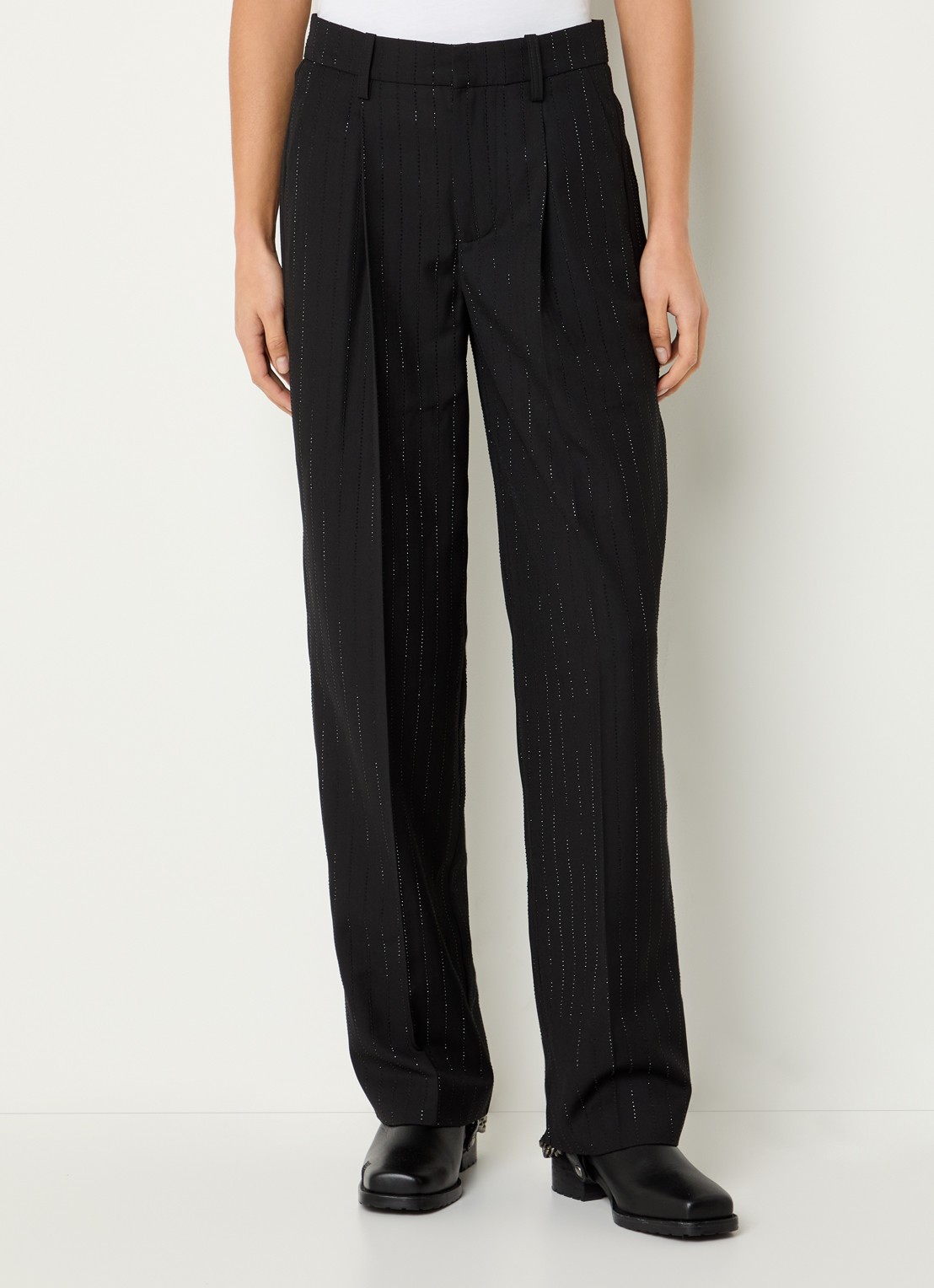 Zadig&Voltaire Puros high waist loose fit pantalon met strass - detail 4 zwart