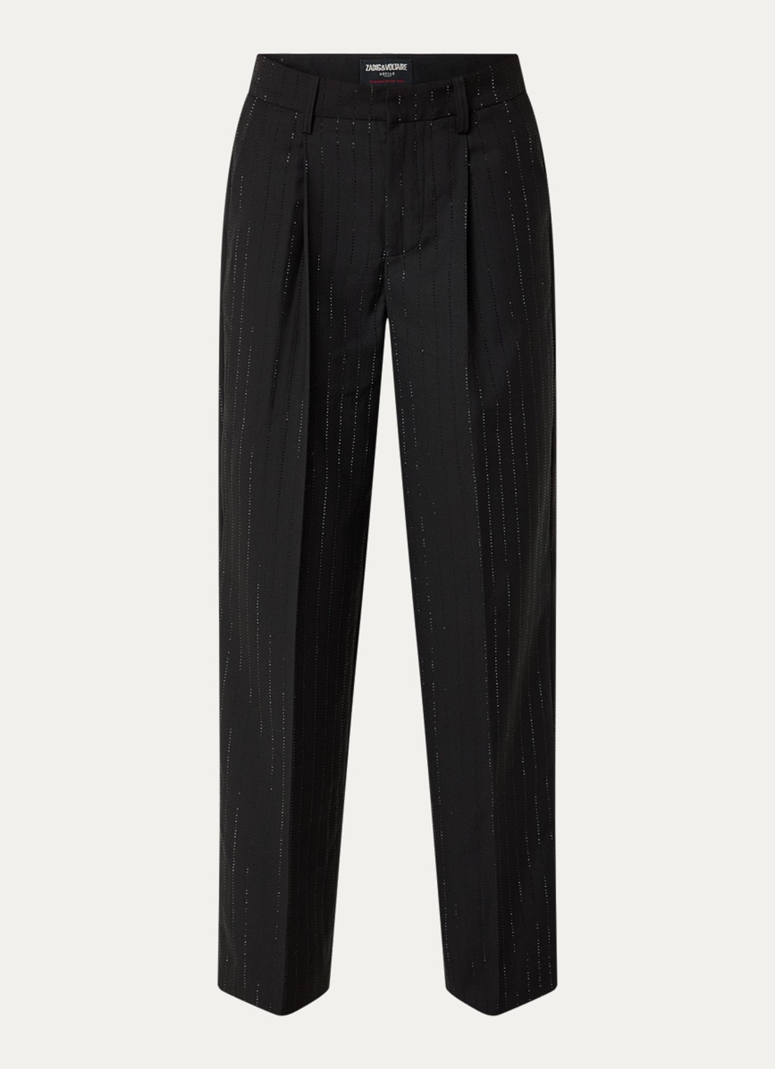 Zadig&Voltaire Puros high waist loose fit pantalon met strass - voorkant 2 zwart