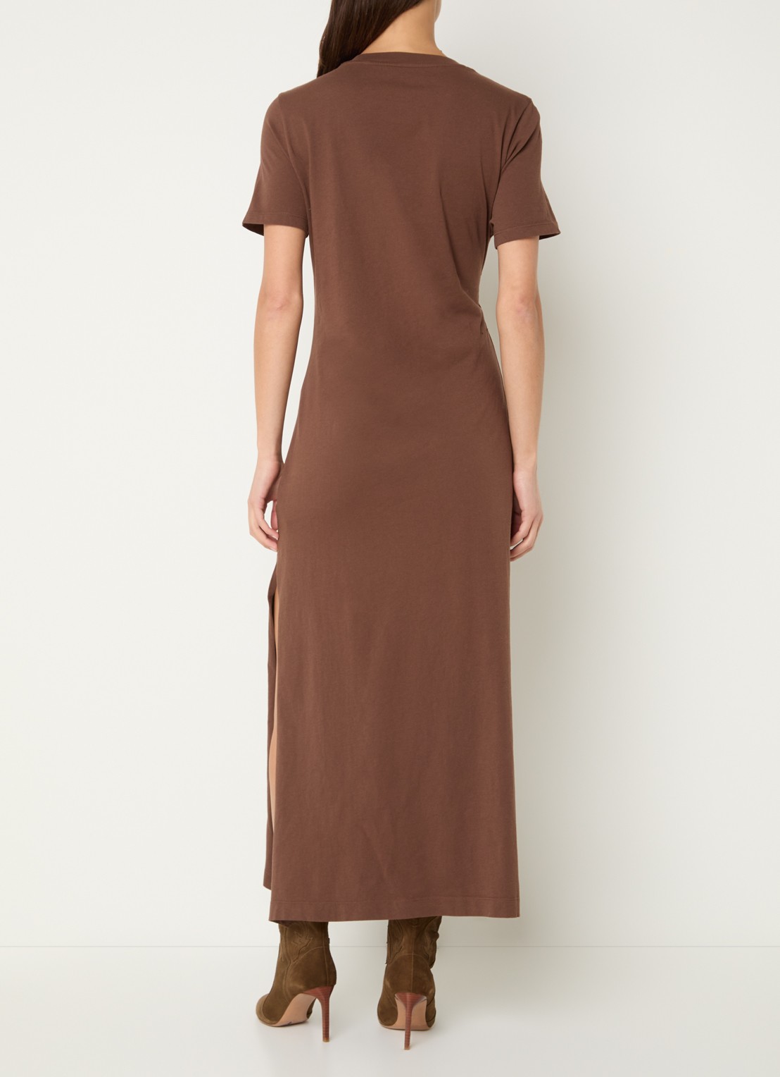 Zadig&Voltaire Raja midi  T-shirt jurk met afneembare broche - achterkant 4 bruin