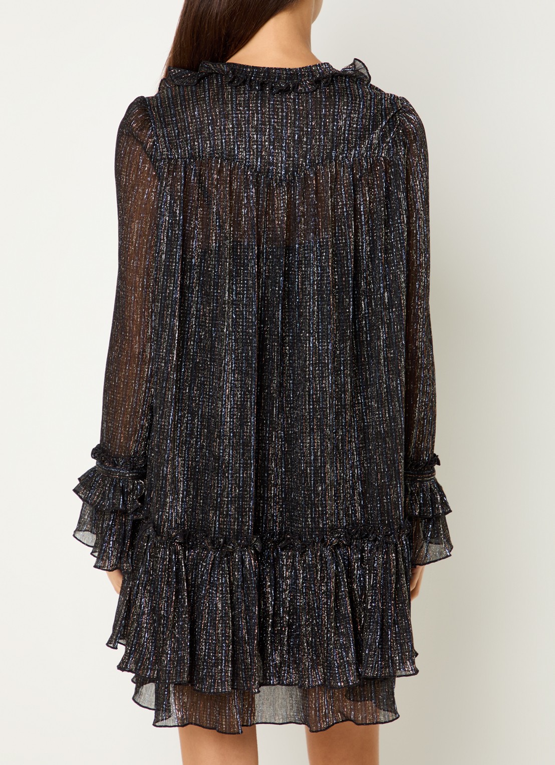 Zadig&Voltaire Ralice mini jurk met volant en lurex - achterkant 4 zwart