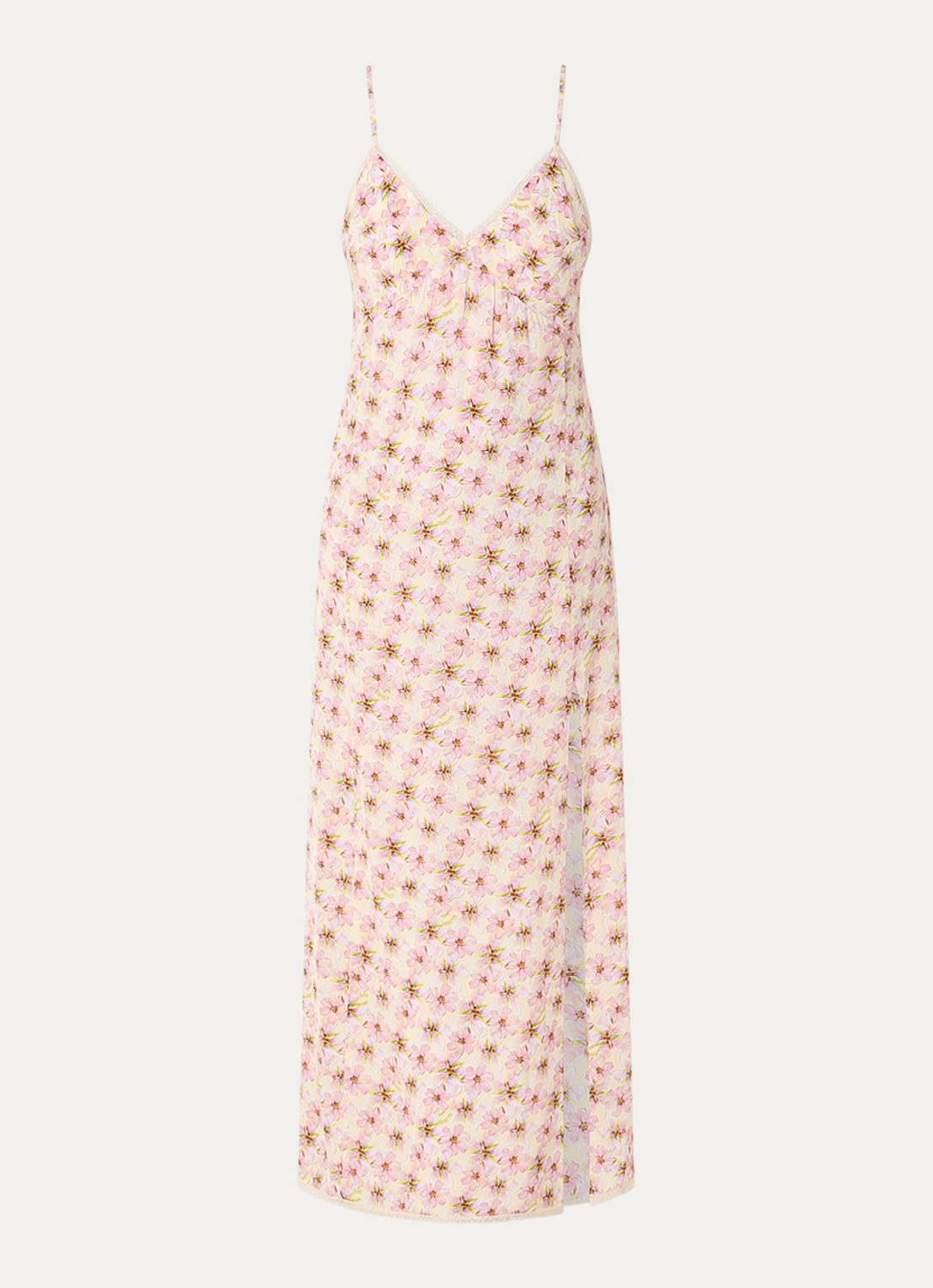 Zadig&Voltaire Ramelil maxi jurk met bloemenprint en details van kant - voorkant 3 roze