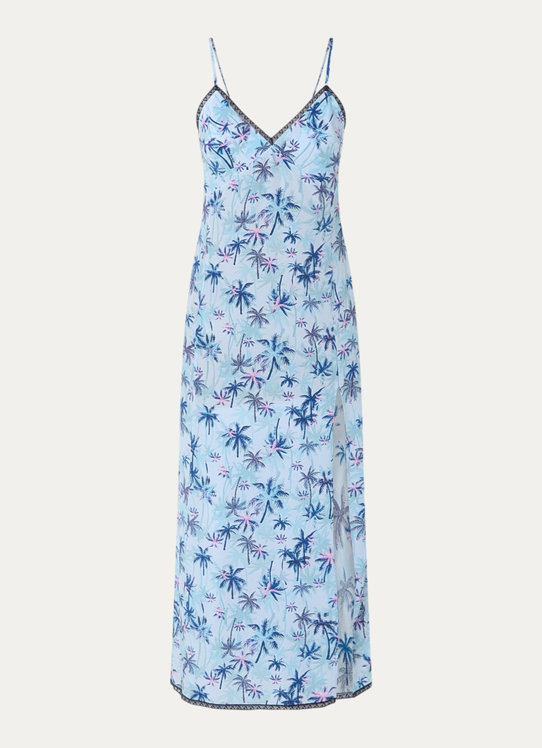 Zadig&Voltaire Ramelil midi jurk van zijde met print - voorkant 2 lichtblauw