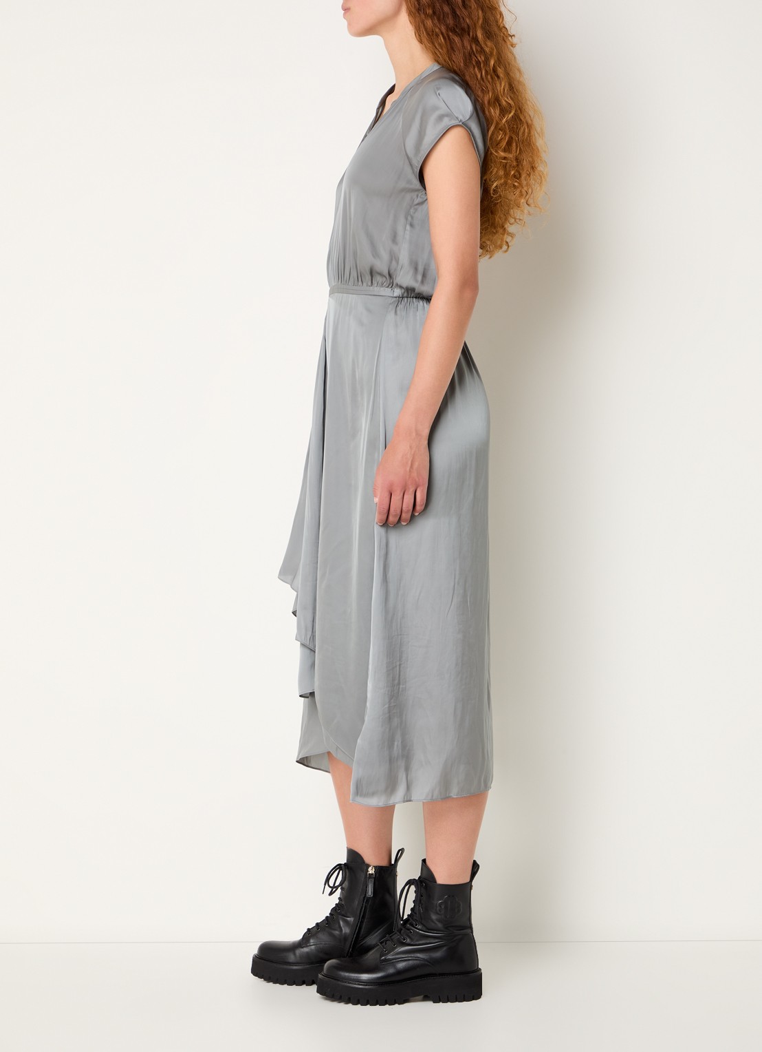 Zadig&Voltaire Randall midi jurk van satijn met asymmetrische zoom - voorkant 5 grijs