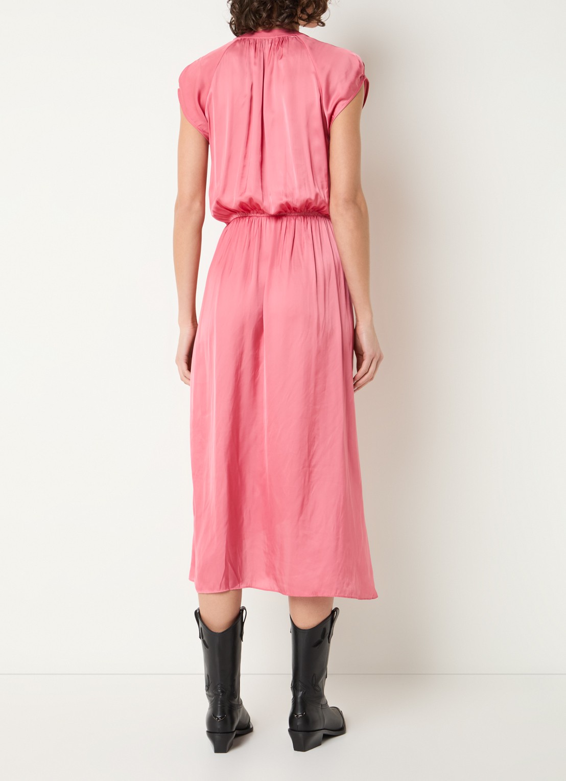 Zadig&Voltaire Randall midi jurk van satijn met asymmetrische zoom - achterkant 2 oudroze
