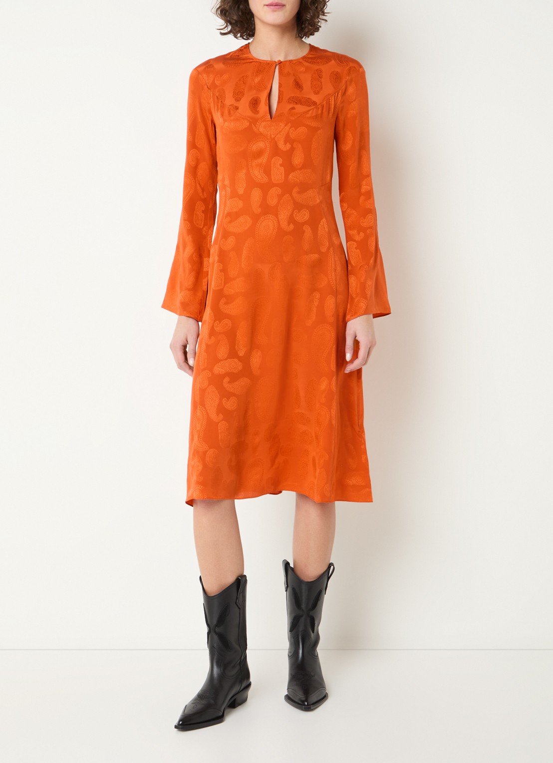 Zadig&Voltaire Randon midi tuniekjurk van zijde met jacquard dessin - detail 4 oranje