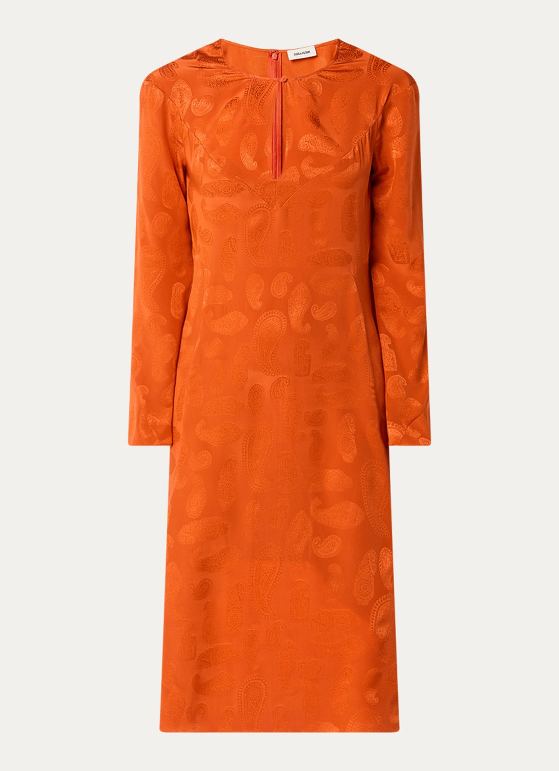 Zadig&Voltaire Randon midi tuniekjurk van zijde met jacquard dessin - voorkant 2 oranje
