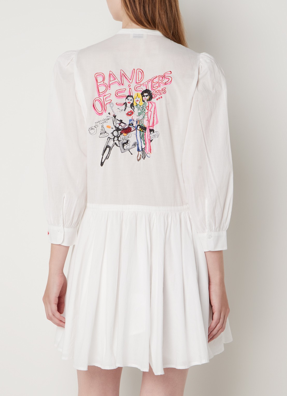 Zadig&Voltaire Ranil mini blousejurk met backprint  - detail 3 wit