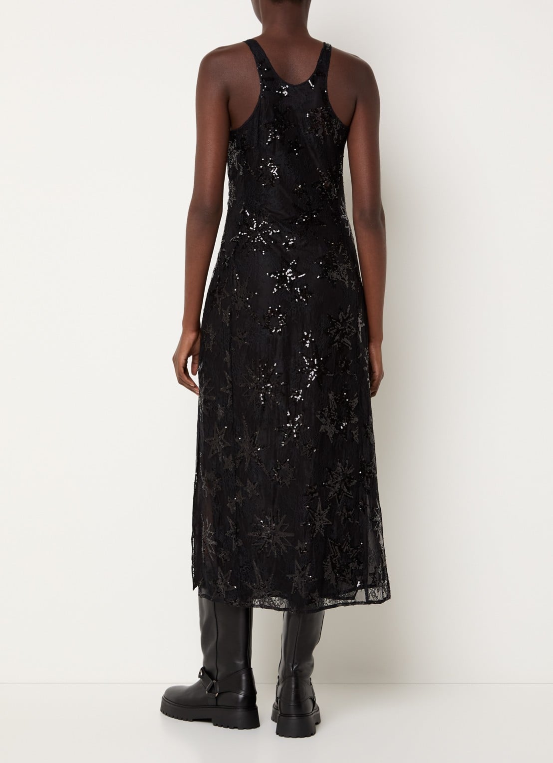 Zadig&Voltaire Rarysa maxi jurk van kant met pailletten - achterkant 4 zwart