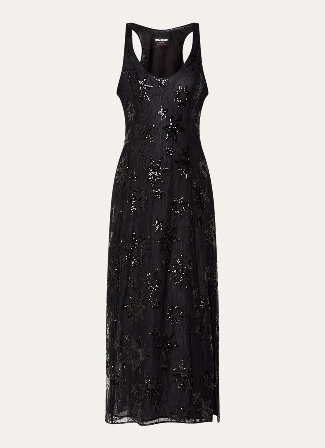 Zadig&Voltaire Rarysa maxi jurk van kant met pailletten - voorkant 2 zwart