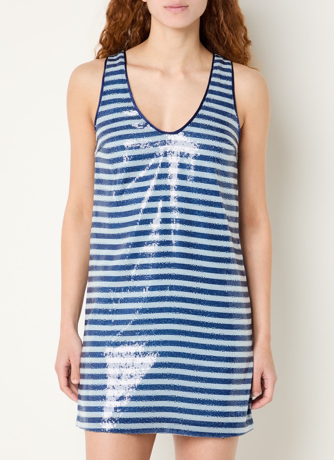 Zadig&Voltaire Rasha mini jurk met streepprint en pailletten - detail 4 blauw