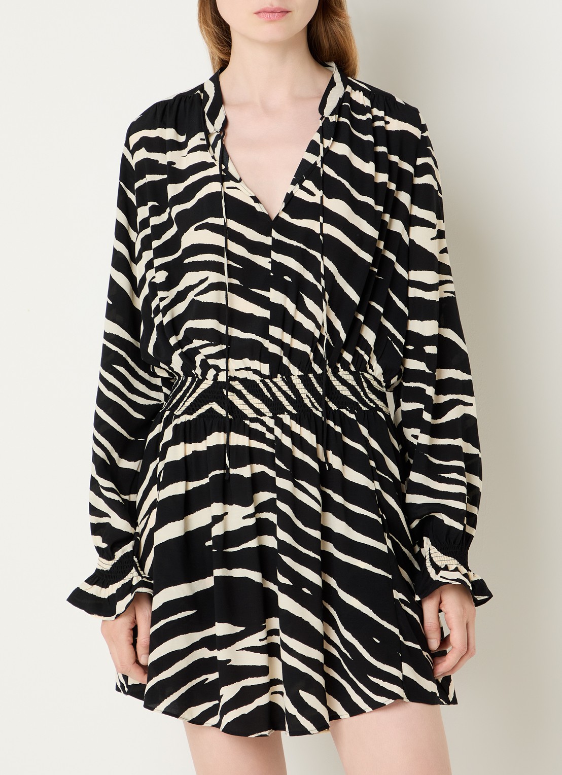 Zadig&Voltaire Rayados mini tuniek jurk met zebraprint - detail 3 zwart