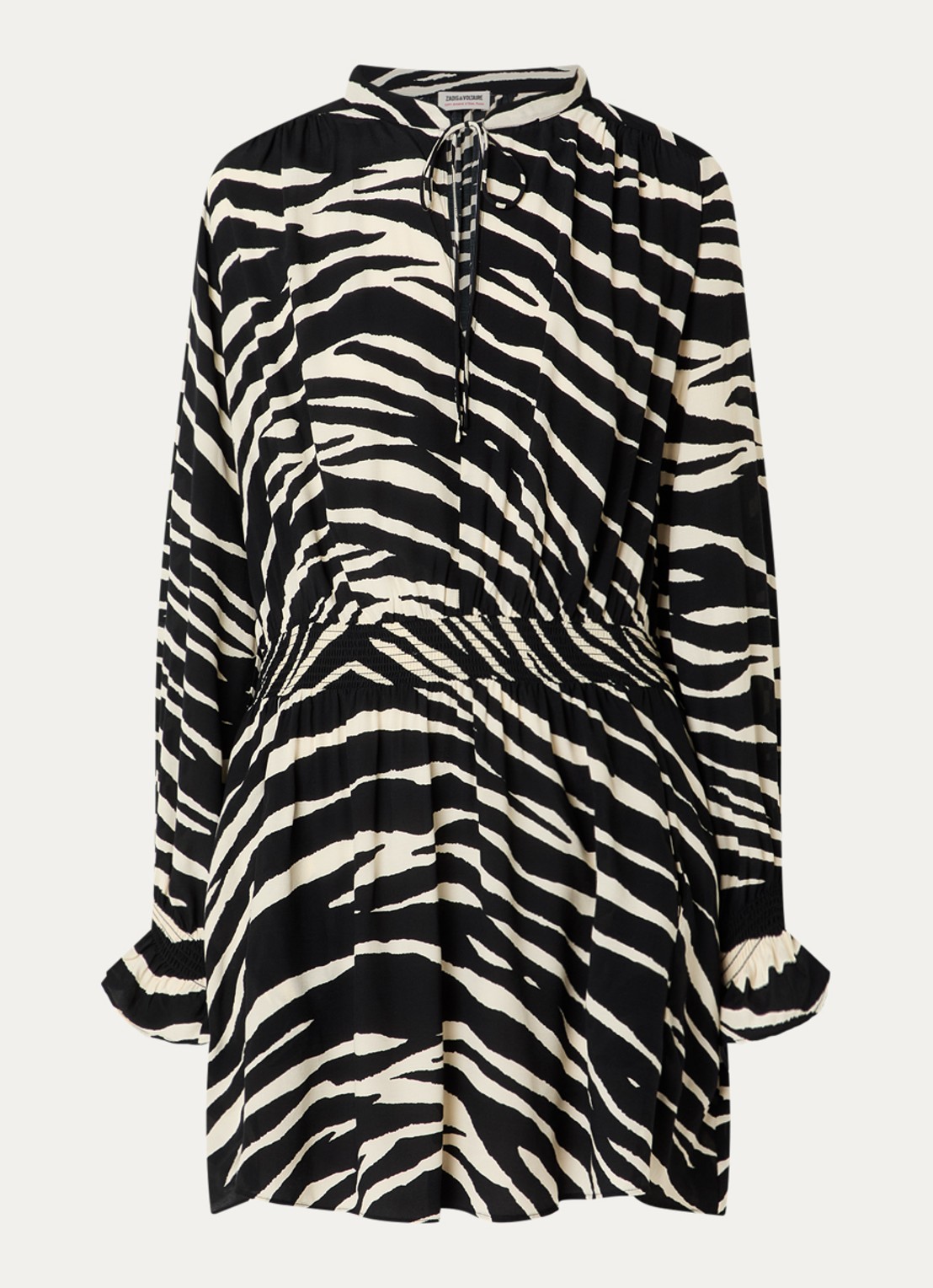 Zadig&Voltaire Rayados mini tuniek jurk met zebraprint - voorkant zwart