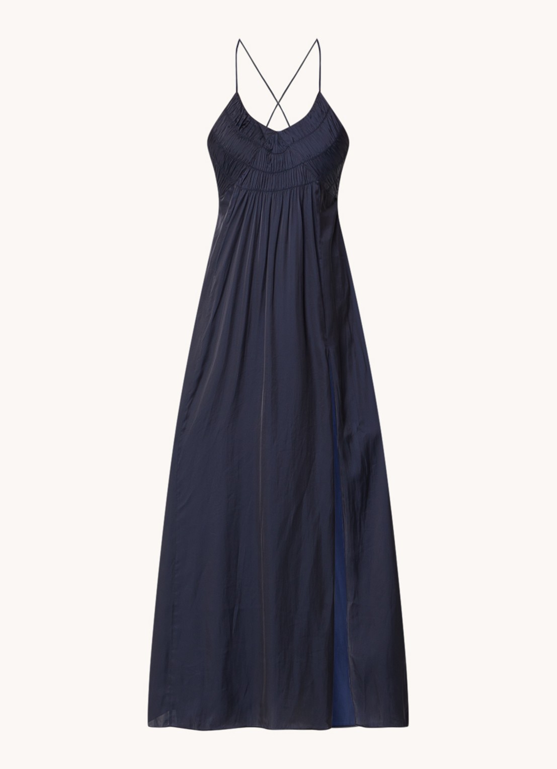 Zadig&Voltaire Rayonne maxi jurk van satijn met smockwerk - voorkant 3 zalmroze