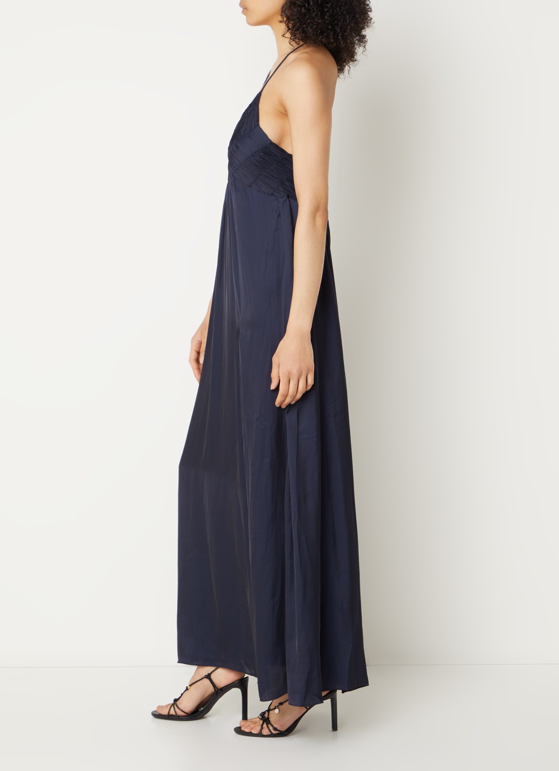 Zadig&Voltaire Rayonne maxi jurk van satijn met smockwerk - voorkant 4 zalmroze