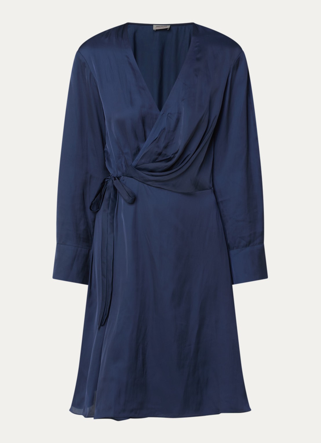 Zadig&Voltaire Remoir mini wikkeljurk van satijn - voorkant donkerblauw