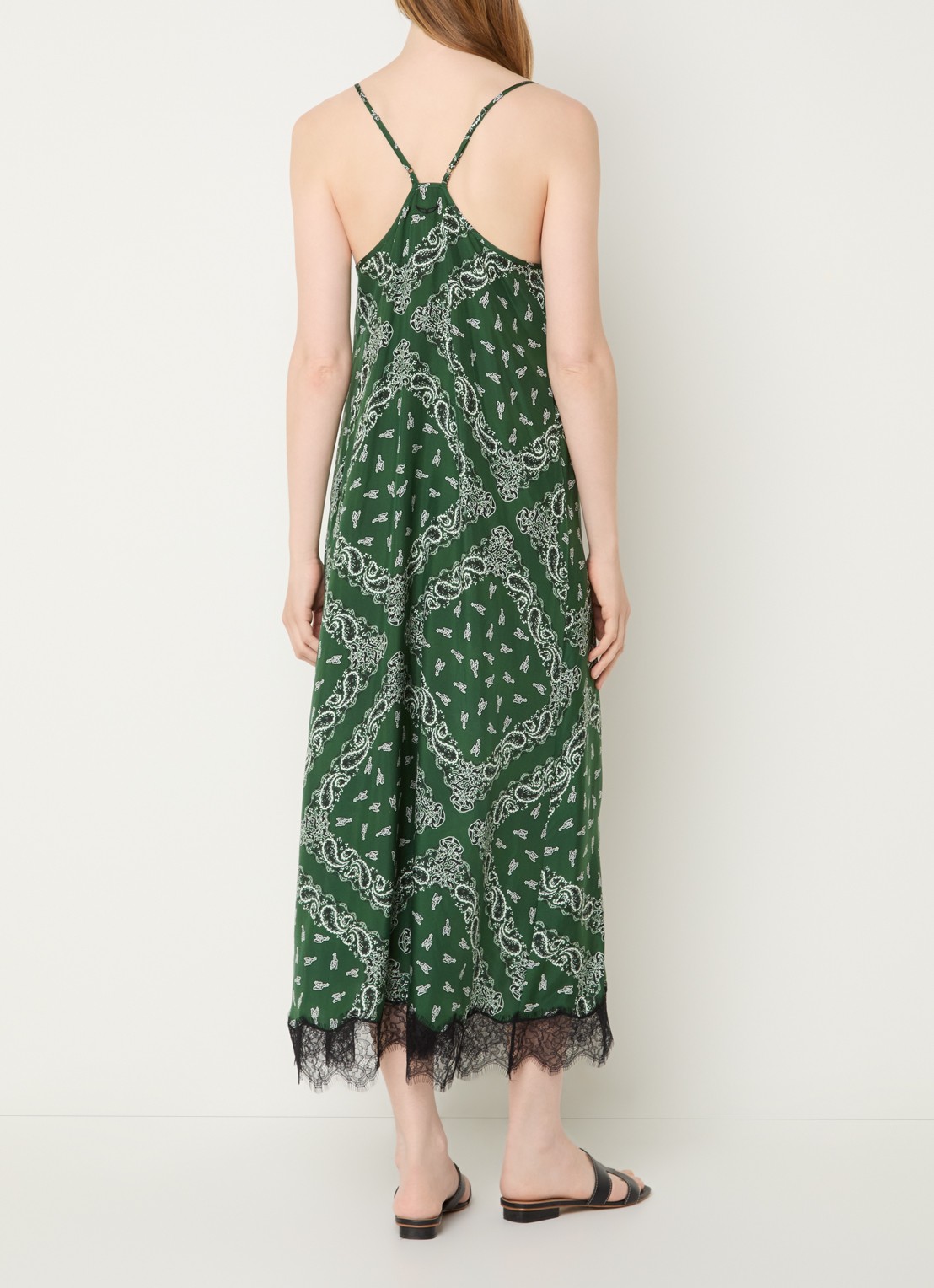 Zadig&Voltaire Respa midi jurk van zijde met paisley dessin - achterkant 2 donkergroen