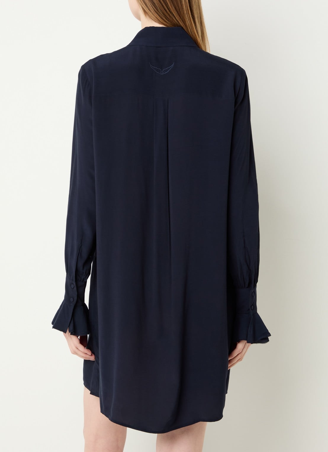 Zadig&Voltaire Rhelyne mini tuniekjurk met ruches - achterkant donkerblauw