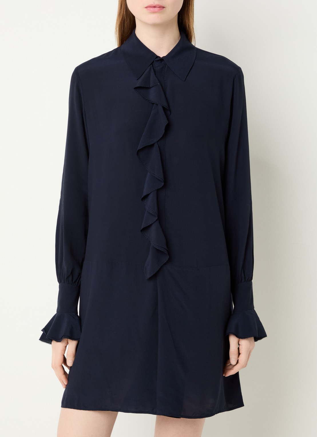Zadig&Voltaire Rhelyne mini tuniekjurk met ruches - detail 4 donkerblauw