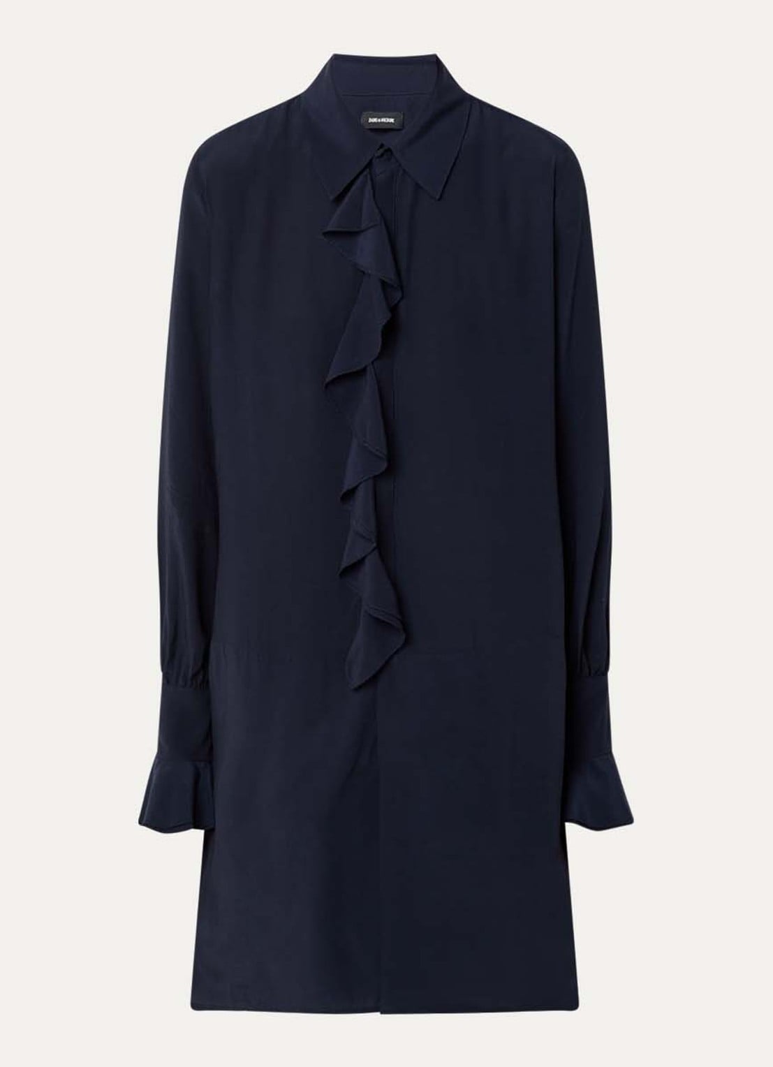 Zadig&Voltaire Rhelyne mini tuniekjurk met ruches - voorkant 2 donkerblauw