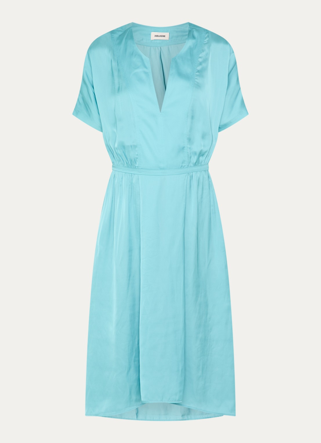 Zadig&Voltaire Riaz midi jurk van satijn - voorkant turquoise
