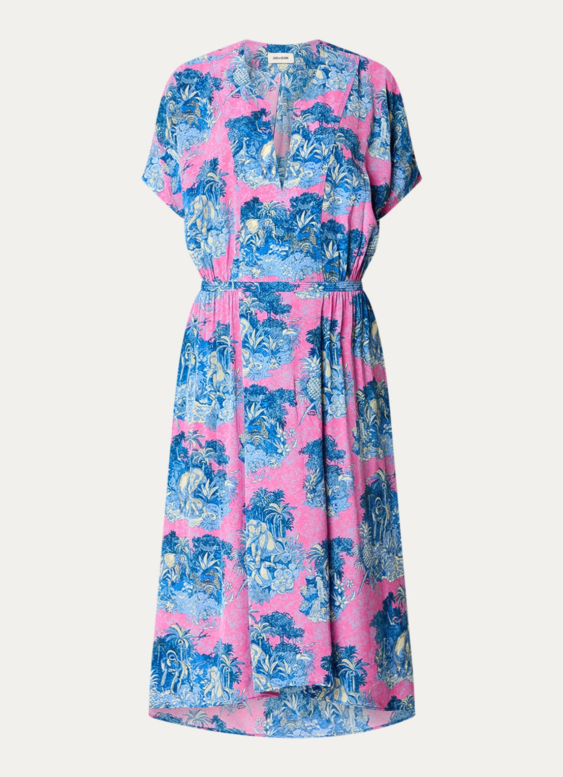 Zadig&Voltaire Riaz Smooth midi tuniekjurk met print - voorkant 2 neonroze