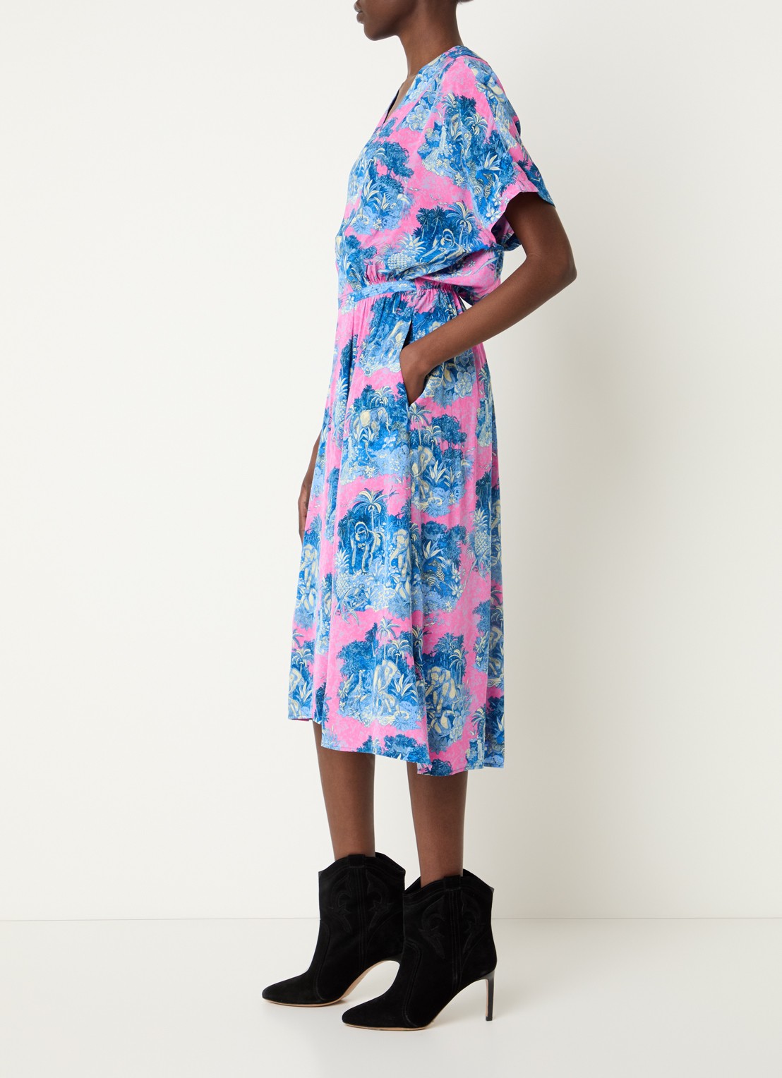 Zadig&Voltaire Riaz Smooth midi tuniekjurk met print - voorkant 3 neonroze