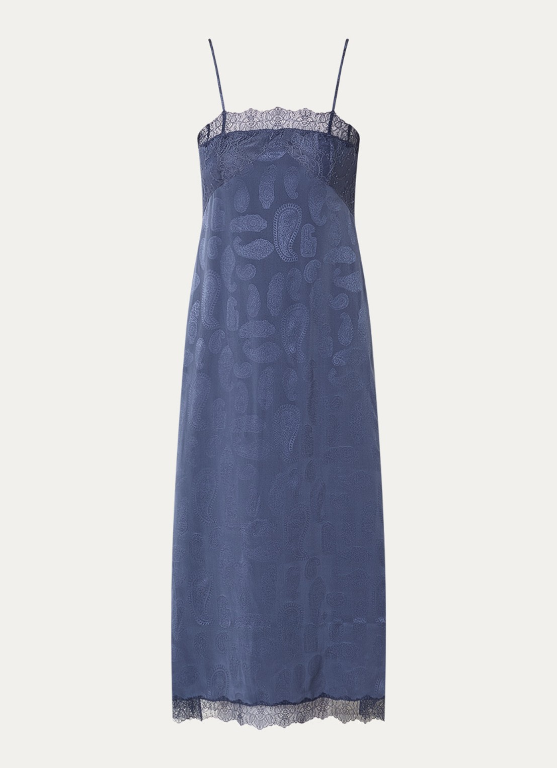 Zadig&Voltaire Ridar midi jurk van zijde met details van kant - voorkant royalblauw
