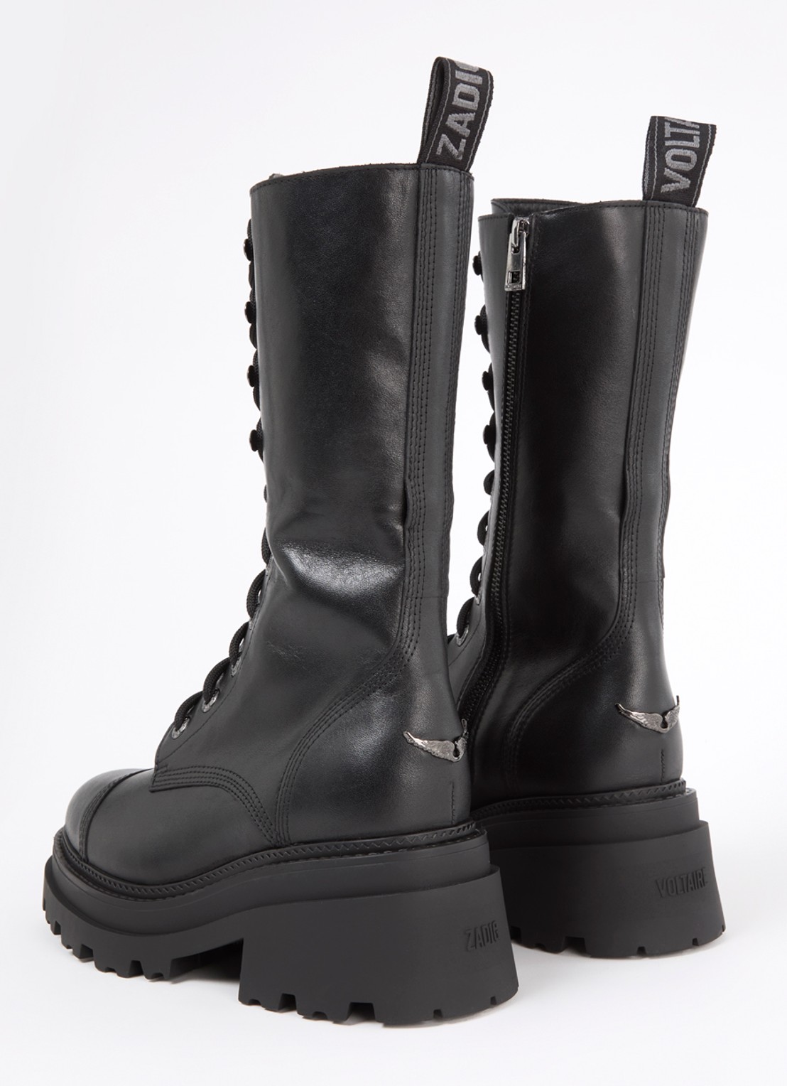 Zadig&Voltaire Ride bikerboot van leer - achterkant zwart