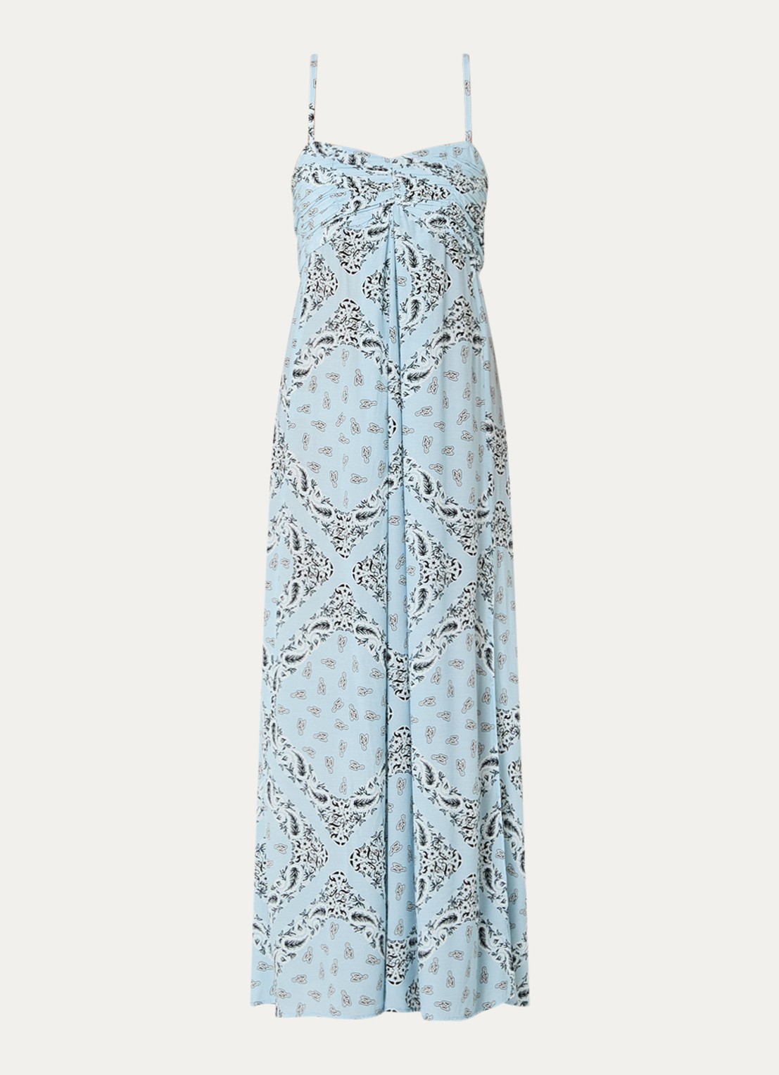 Zadig&Voltaire Rippie maxi jurk met logoprint  - voorkant 2 lichtblauw