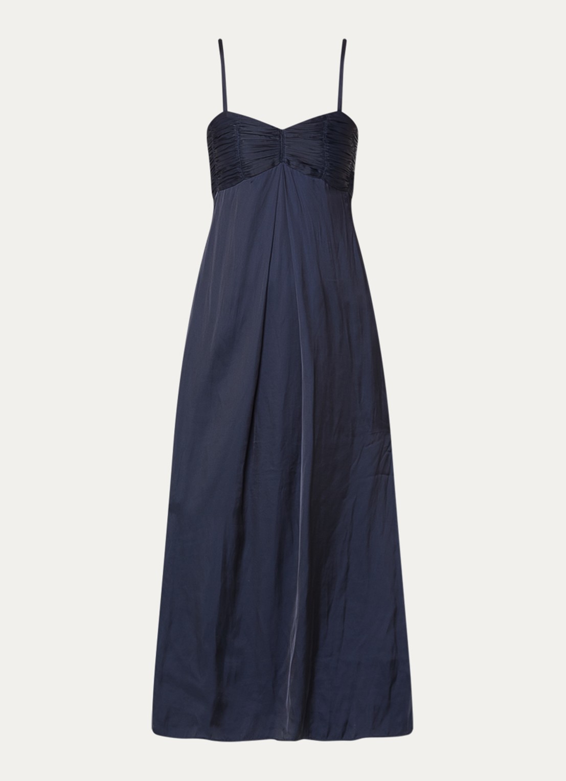 Zadig&Voltaire Rippie maxi jurk van satijn met split - voorkant donkerblauw