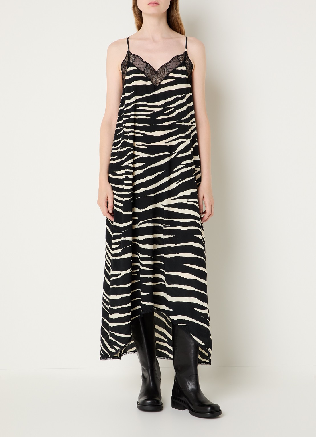 Zadig&Voltaire Risty maxi jurk met zebraprint - detail 2 zwart