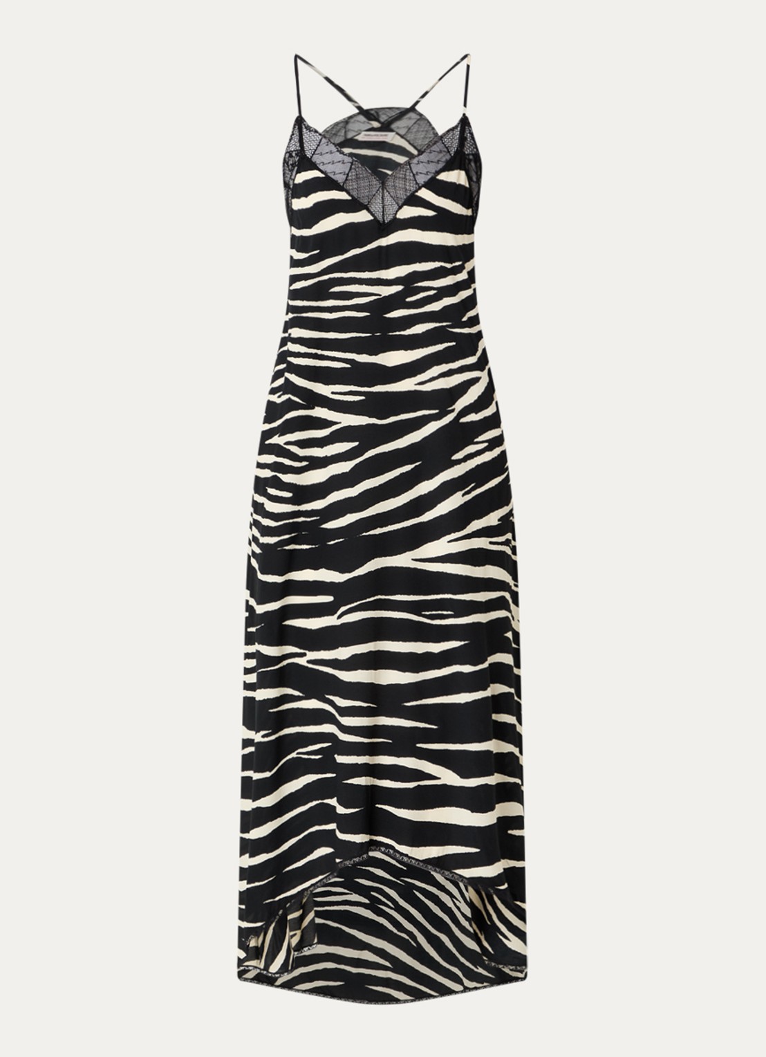 Zadig&Voltaire Risty maxi jurk met zebraprint - voorkant 3 zwart