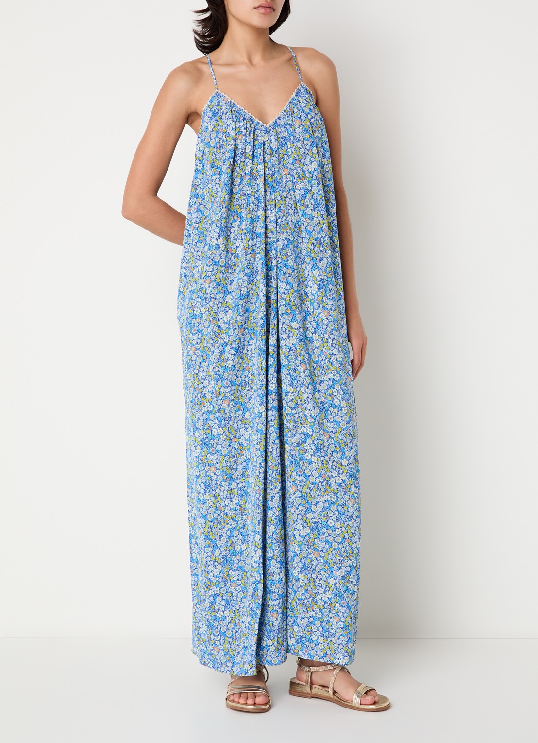 Zadig&Voltaire Ristym maxi jurk met print en details van kant - detail 4 blauw