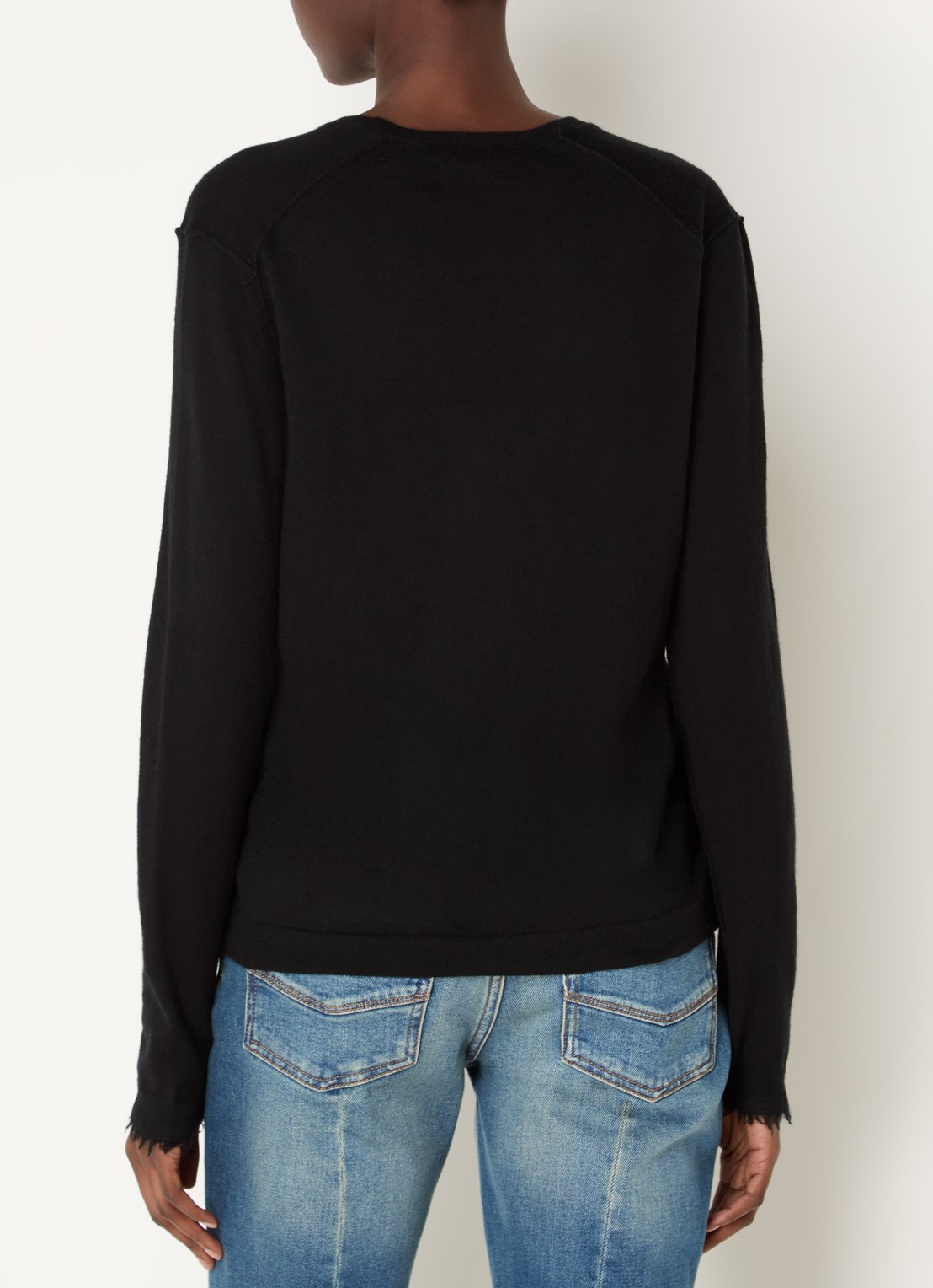Zadig&Voltaire Rivy fijngebreide pullover van kasjmier met destroyed afwerking - achterkant zwart