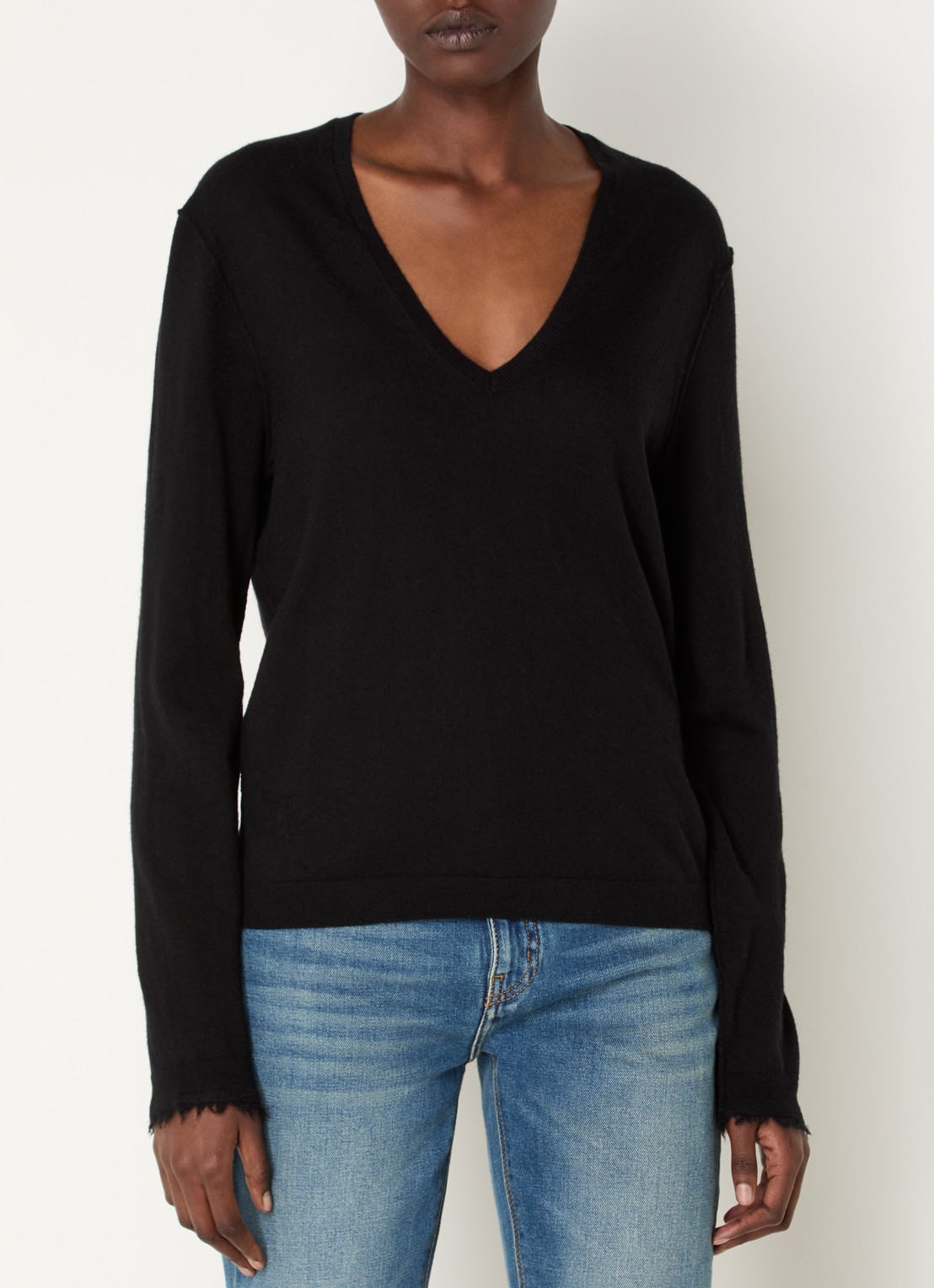 Zadig&Voltaire Rivy fijngebreide pullover van kasjmier met destroyed afwerking - detail 4 zwart