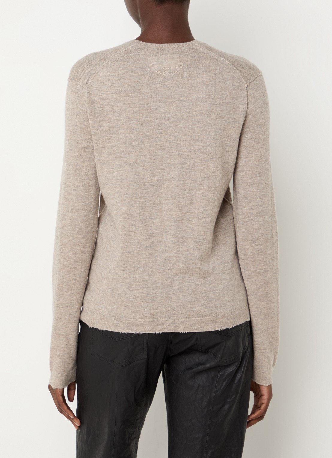 Zadig&Voltaire Rivy fijngebreide pullover van kasjmier - achterkant 5 khaki
