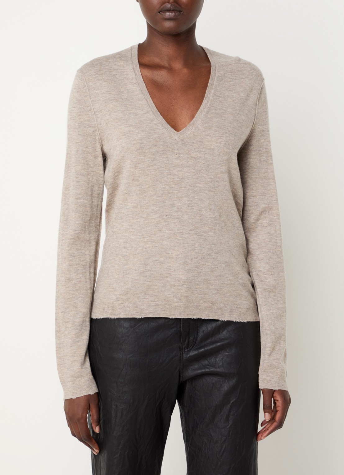 Zadig&Voltaire Rivy fijngebreide pullover van kasjmier - detail khaki