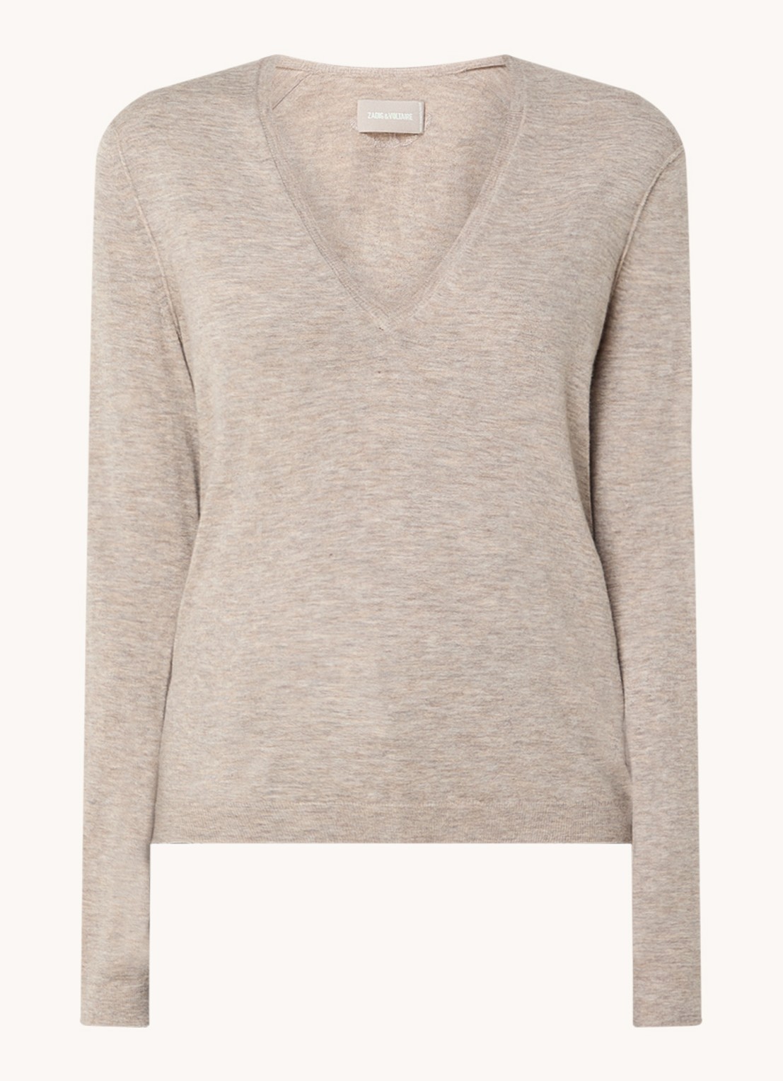 Zadig&Voltaire Rivy fijngebreide pullover van kasjmier - voorkant 3 khaki