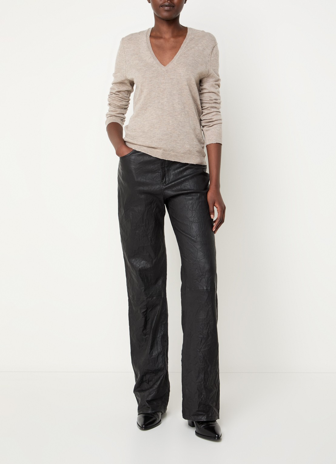 Zadig&Voltaire Rivy fijngebreide pullover van kasjmier - voorkant 4 khaki
