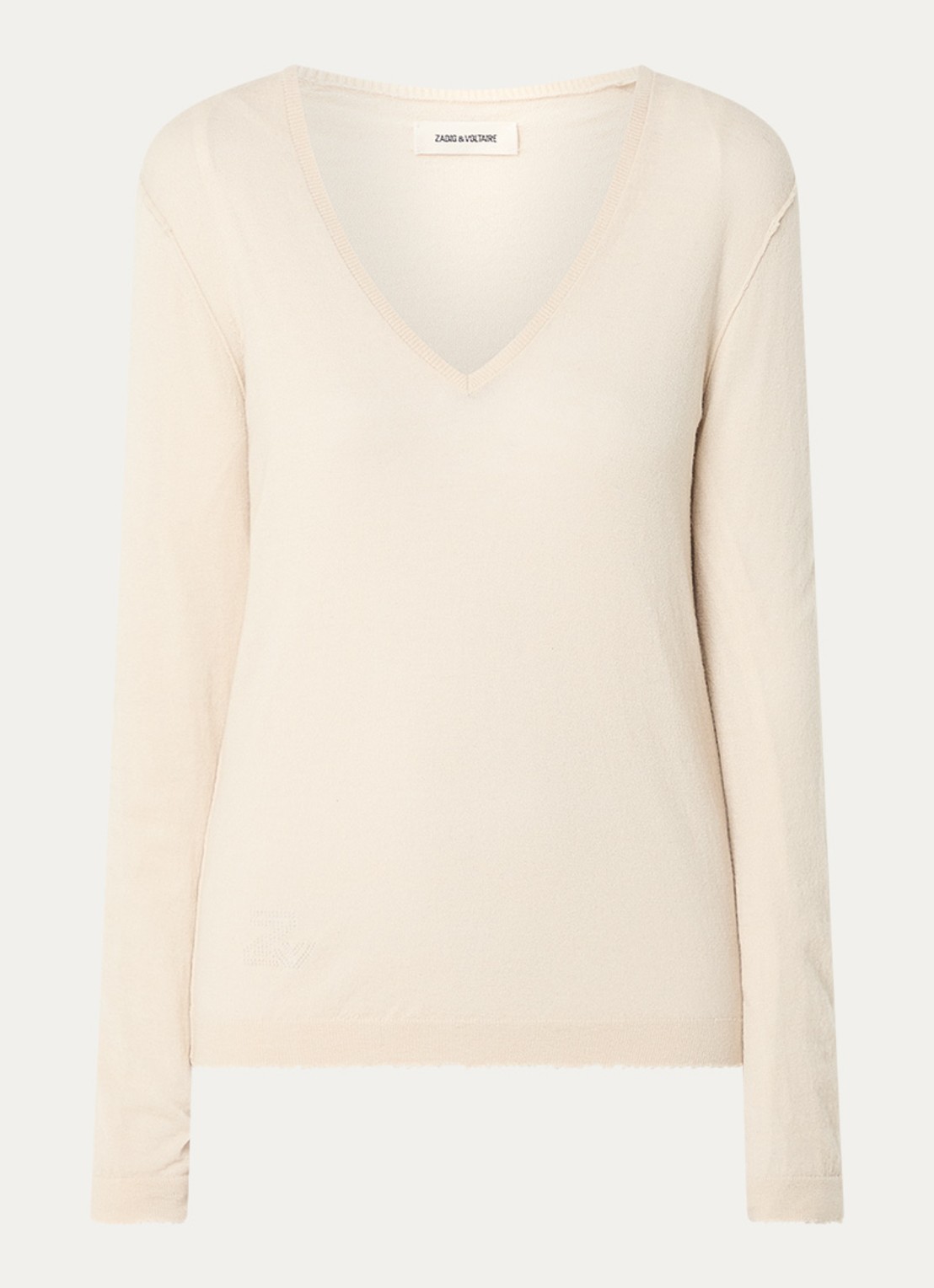 Zadig&Voltaire Rivy fijngebreide pullover van kasjmier - voorkant 2 creme