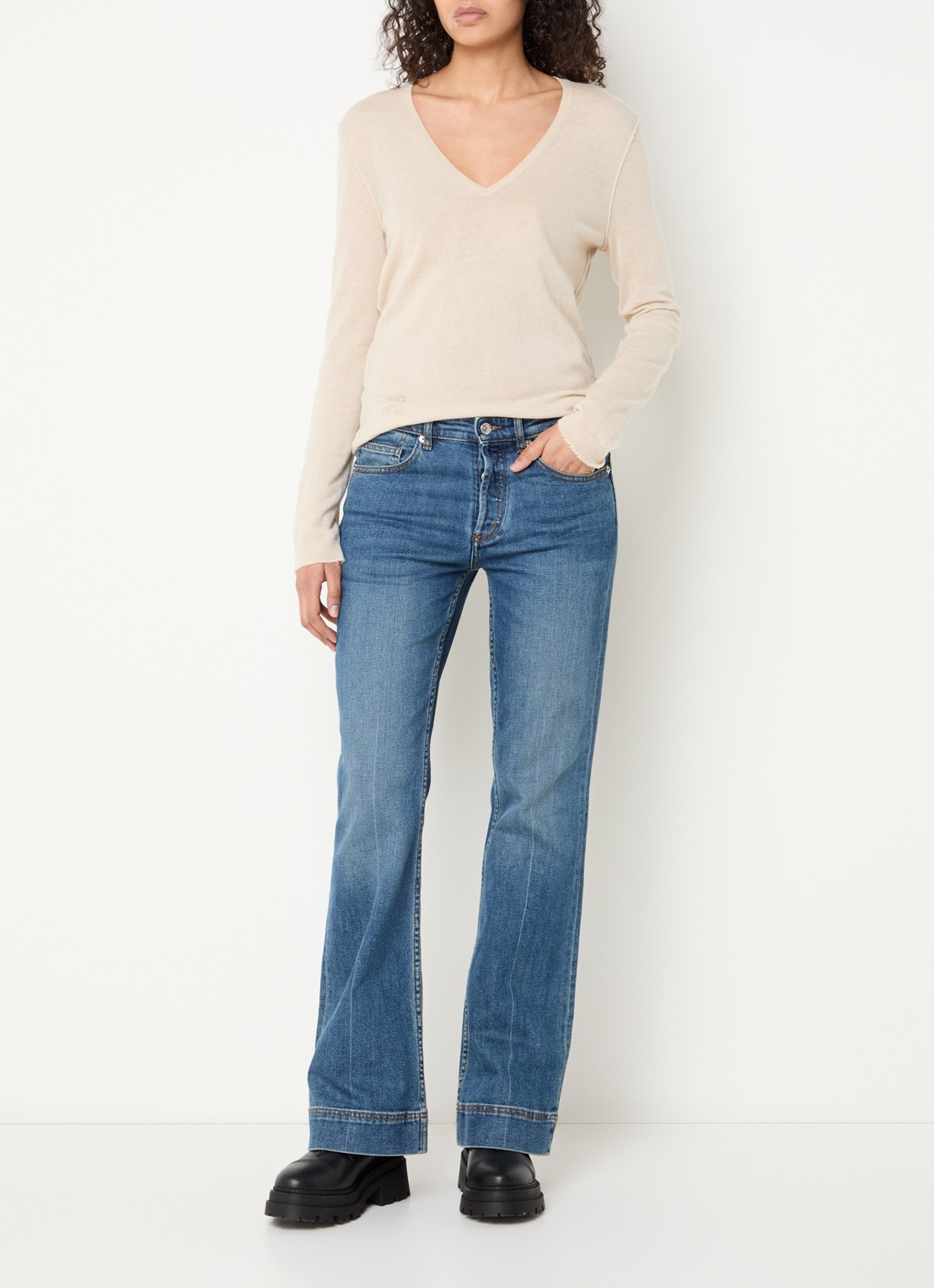 Zadig&Voltaire Rivy fijngebreide pullover van kasjmier - voorkant 3 creme