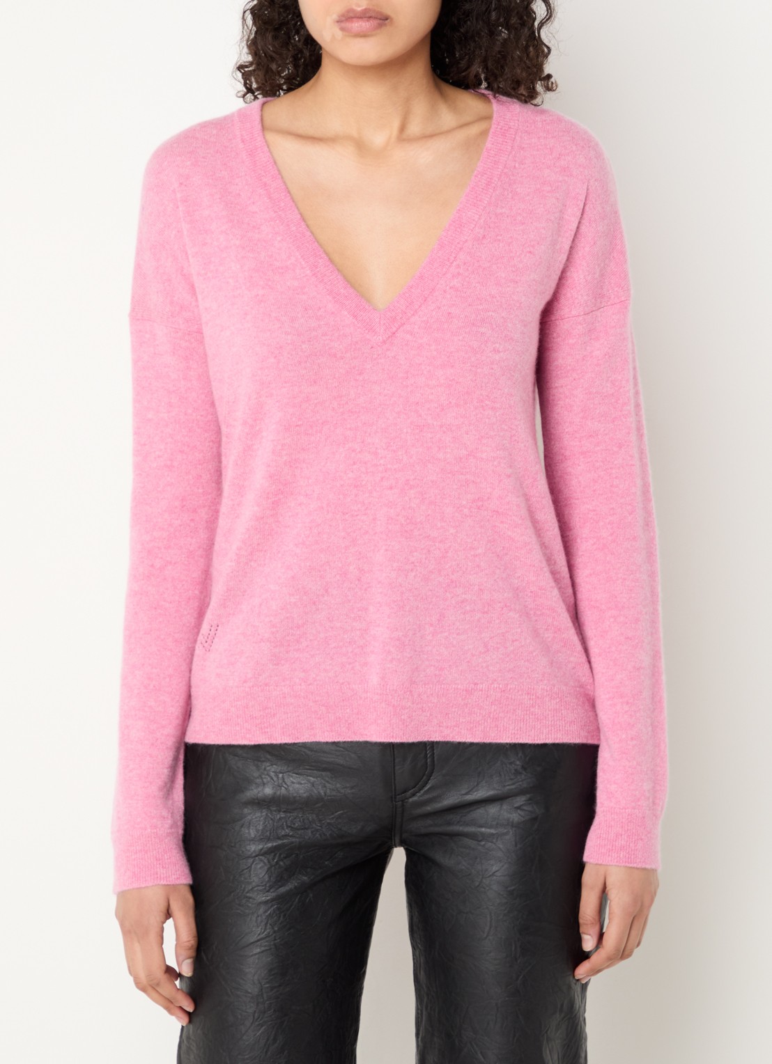 Zadig&Voltaire Rivy fijngebreide pullover van kasjmier - detail 3 koraalroze