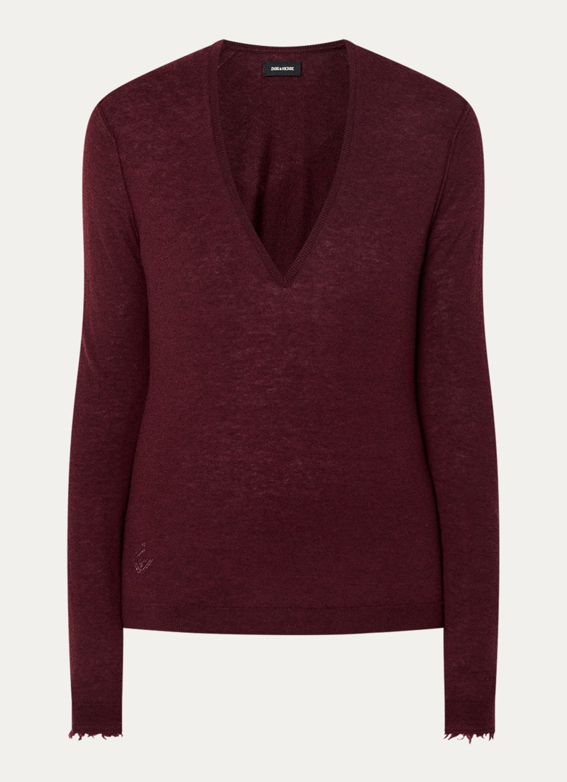 Zadig&Voltaire Rivy fijngebreide pullover van kasjmier - voorkant 2 bordeauxrood