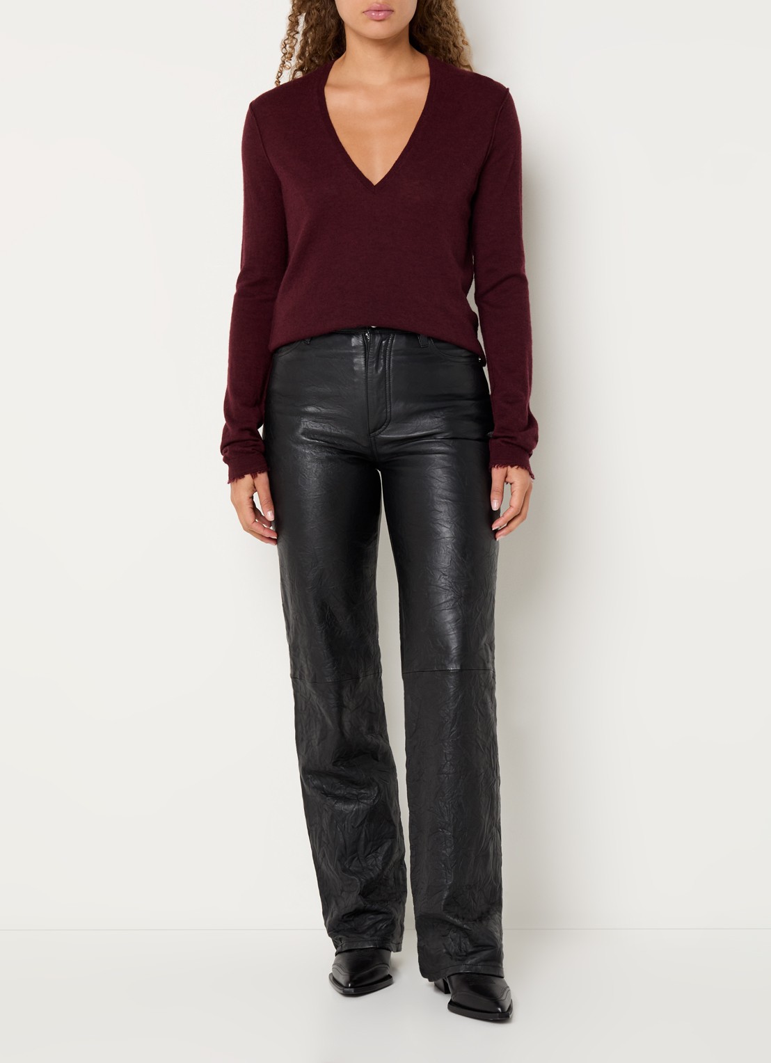 Zadig&Voltaire Rivy fijngebreide pullover van kasjmier - voorkant 3 bordeauxrood
