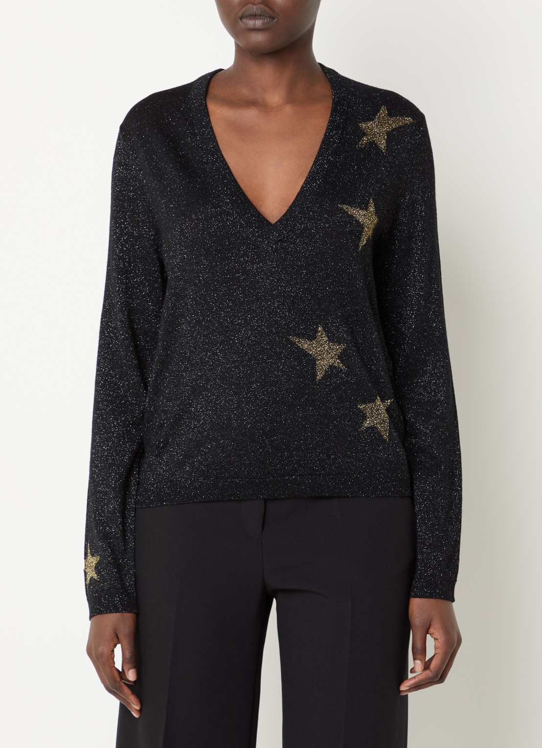 Zadig&Voltaire Rivyl fijngebreide trui in merino wolblend met lurex en print - detail 4 zwart