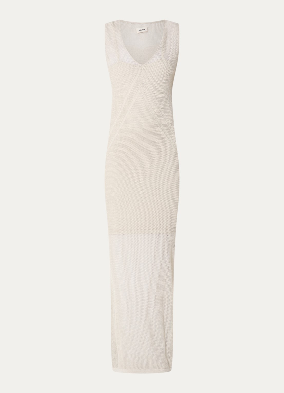 Zadig&Voltaire Riza semi-transparante maxi jurk met lurex en split - voorkant 2 creme
