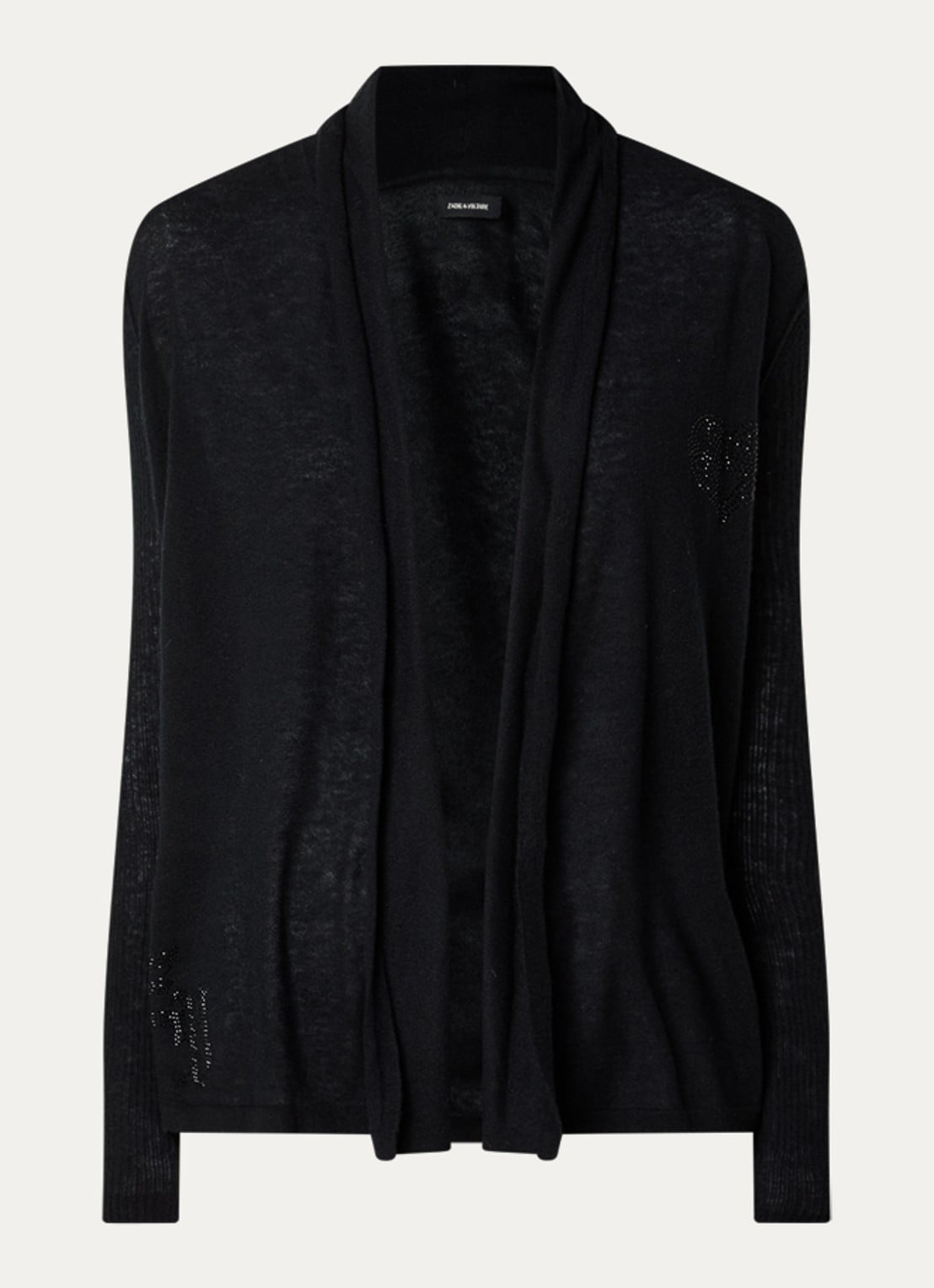 Zadig&Voltaire Robyn openvallend vest van kasjmier - voorkant zwart