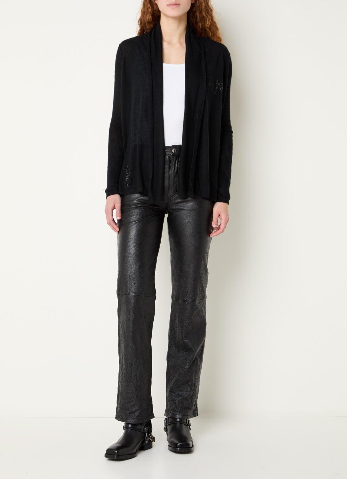 Zadig&Voltaire Robyn openvallend vest van kasjmier - voorkant 2 zwart
