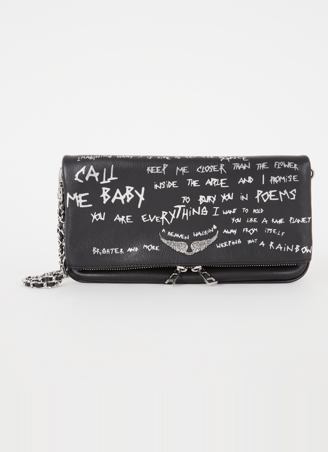 Zadig&Voltaire Rock clutch met afneembare schouderriem - voorkant zwart