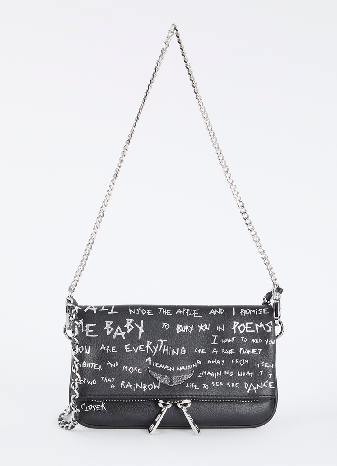 Zadig&Voltaire Rock clutch met afneembare schouderriem - voorkant 3 zwart